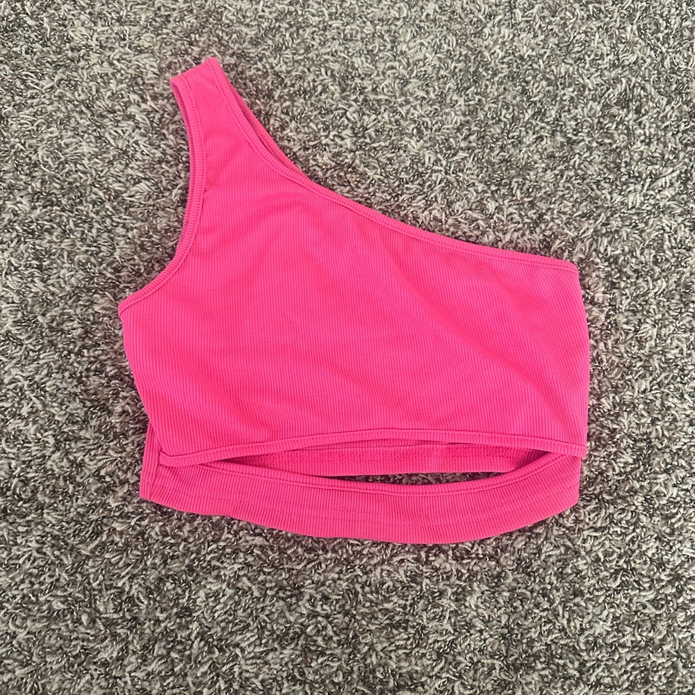 SHEIN Pink Sleeveless Asymmetrical Crop Tank Top